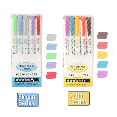 5/10 Krāsas Divgalvu marķieri Pildspalvas mākslas marķieri Kawaii japāņu mīksto krāsu fluorescējošās pildspalvas Skolas un biroja kancelejas preces