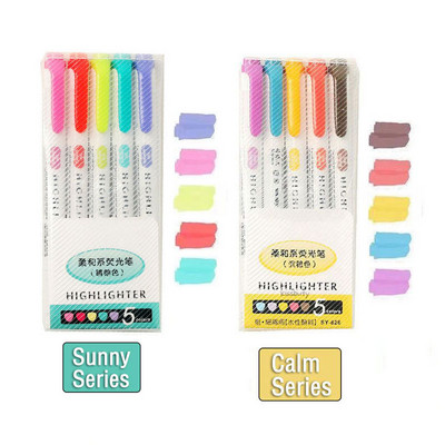 5/10 Krāsas Divgalvu marķieri Pildspalvas mākslas marķieri Kawaii japāņu mīksto krāsu fluorescējošās pildspalvas Skolas un biroja kancelejas preces