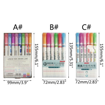 6/8 цветни цветни химикалки Накрайник за ролкови химикалки Цветни маркери с двоен връх за Направи си сам Scrapbooking Calendar Planner Abum