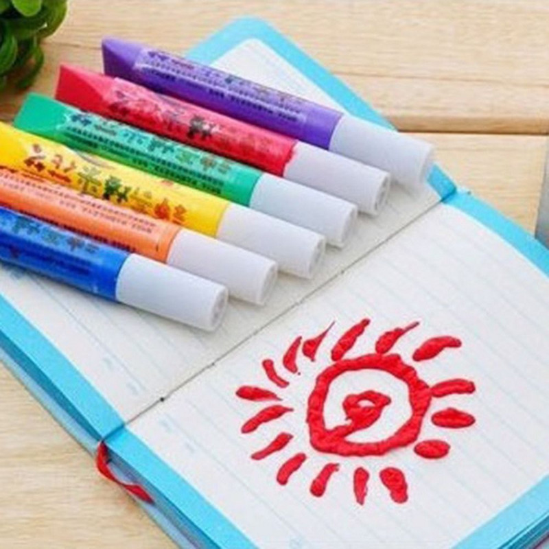 6 bucăți stilou cu bule de imprimare 3D stilou magic pentru floricele de porumb pentru felicitări de zi de naștere, instrument de pictură cu efect de expansiune, articole de papetărie