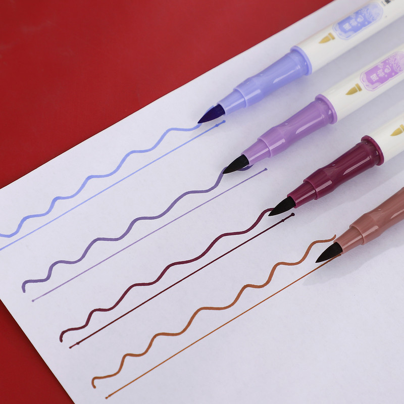 4 tk / komplekt Õpilane värviline joonistus Kahe otsaga käsitsi maalitud pastakad DIY päeviku kaunistus kirjutamine kunsti markerid Kawaii kirjatarbed