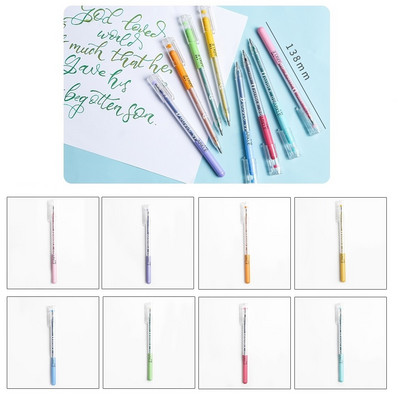 8 бр. Химикалки с двоен блясък Съвпадащ блясък с метален цвят хайлайтър Рисуване Художествени химикалки Канцеларски материали Ученически пособия A6792