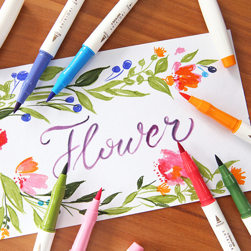 1kom japanski SAILOR Shikiori mekana kaligrafska olovka slatka Four Seasons pigmentna olovka s kistom u boji Kawaii umjetnička flomaster olovka za dnevnike
