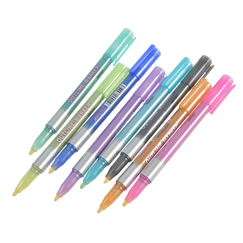 8-χρωμα Μεταλλική Διπλή Γραμμή Art Mark Color Outline Στυλό Μαθητικά Είδη Σχολικά Εικαστικά