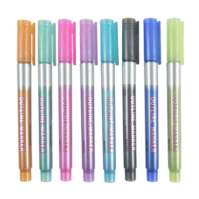 8-χρωμα Μεταλλική Διπλή Γραμμή Art Mark Color Outline Στυλό Μαθητικά Είδη Σχολικά Εικαστικά