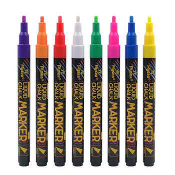 1,0 мм флумастери с течен тебешир Многоцветни изтриваеми маркери Костюм за черна дъска LED дъска за писане Рисуване на стъклени прозорци