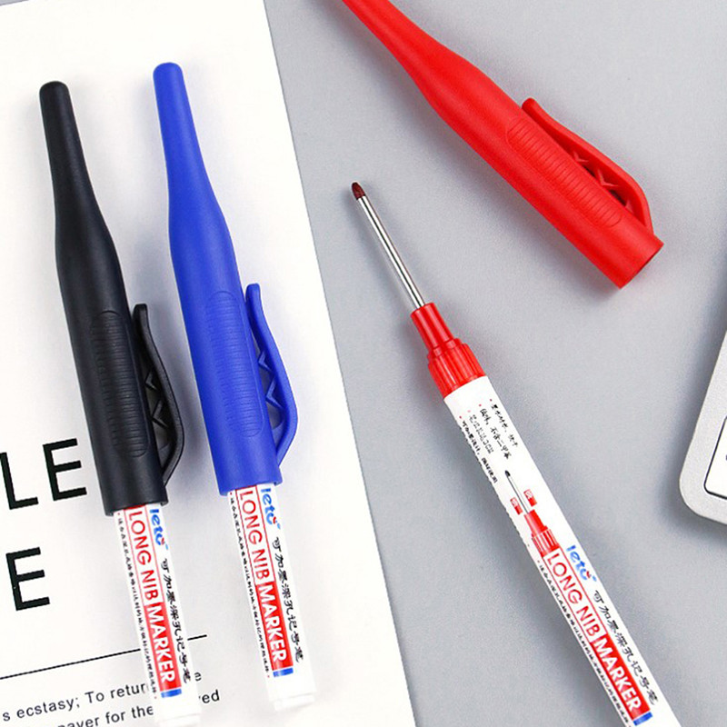 Marcatori cu cap lung de mare capacitate Pix Decorare pentru prelucrarea lemnului pentru baie Pixuri cu găuri adânci multifuncționale Pix Cerneală neagră