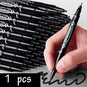 1 vnt. Dviejų antgalių nuolatinio žymeklio rašiklis, atsparus vandeniui, smulkia taškas juodas mėlynas raudonas aliejinis rašalas 0,5/1,0 mm apvalių pirštų smulkių spalvų žymekliai