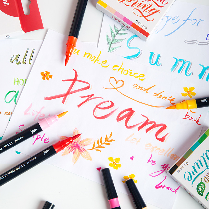1kom Monami Twin Brush Pen Watercolor Art Home DIY marker za crtanje Slika Doodle Kaligrafski okvir Školski poklon F554