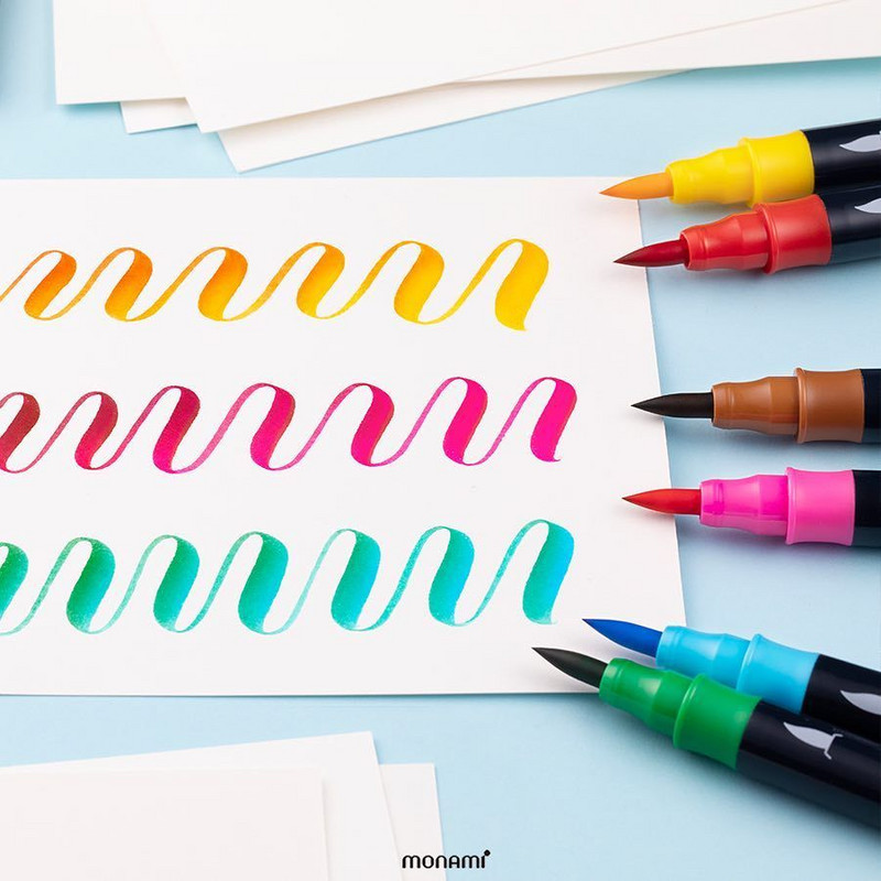 1kom Monami Twin Brush Pen Watercolor Art Home DIY marker za crtanje Slika Doodle Kaligrafski okvir Školski poklon F554