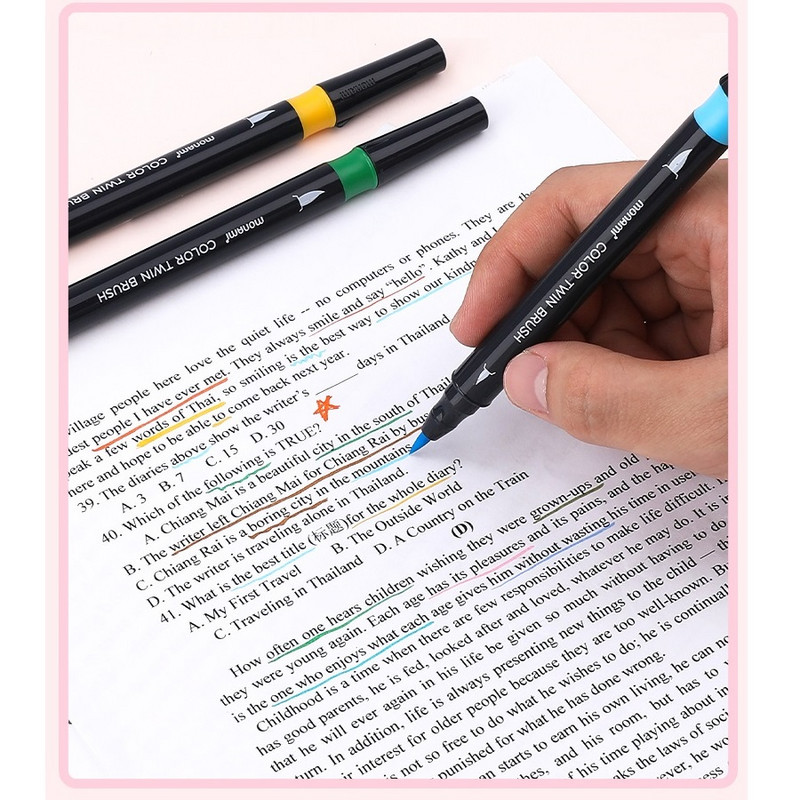 1kom Monami Twin Brush Pen Watercolor Art Home DIY marker za crtanje Slika Doodle Kaligrafski okvir Školski poklon F554