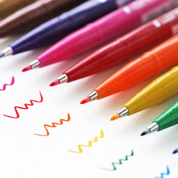 JIANWU 1бр нов цвят Япония Pentel знак четка писалка Flourish Special pen Цветен маркер писалка Консумативи за рисуване
