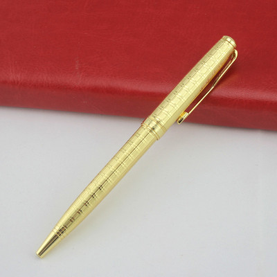 Luksuzna metalna roler olovka sa srebrno-zlatnom kopčom, plavom tintom, glatkim znakom za pisanje, kemijske olovke, poklon kutija