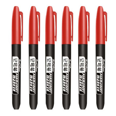 6 τεμάχια/Σετ Μόνιμη γραφική πένα Fine Point Αδιάβροχο μελάνι Thin Nib Crude Nib Μαύρο Μπλε Κόκκινο Μελάνι 1,5 χιλιοστών λεπτόχρωμο μαρκαδόρο