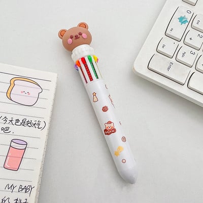 1 бр. Сладко мече Многоцветна химикалка 0,5 mm Химикалка 10 в 1 Spot Liner Marker Office School F7073