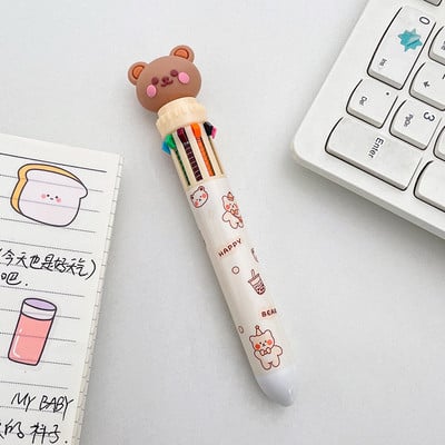 1 бр. Сладко мече Многоцветна химикалка 0,5 mm Химикалка 10 в 1 Spot Liner Marker Office School F7073