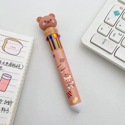 1 бр. Сладко мече Многоцветна химикалка 0,5 mm Химикалка 10 в 1 Spot Liner Marker Office School F7073