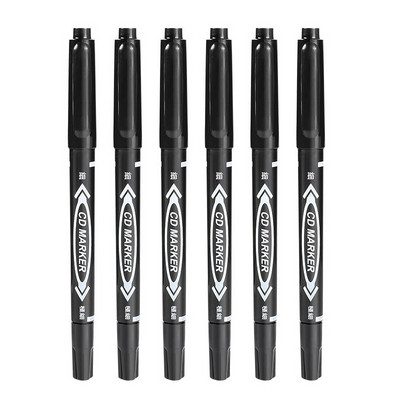 6pcs/Set Permanent Paint Marker Pen Uljne Vodootporne Crne Crvene Plave olovke za markere za gume Dvoglava olovka Pribor za pisanje