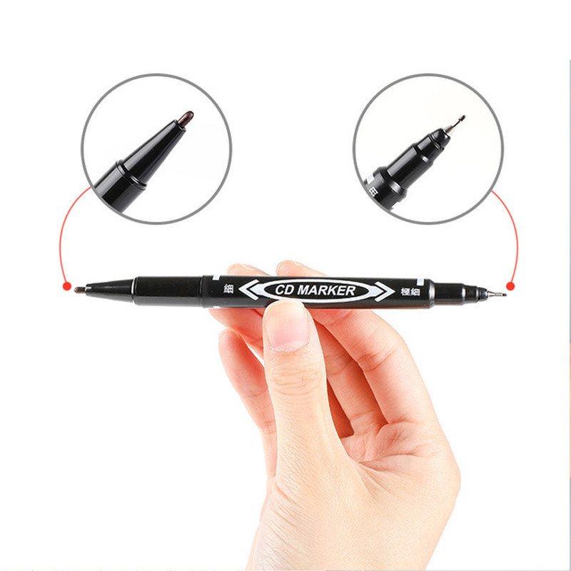 6pcs/Set Permanent Paint Marker Pen Uljne Vodootporne Crne Crvene Plave olovke za markere za gume Dvoglava olovka Pribor za pisanje