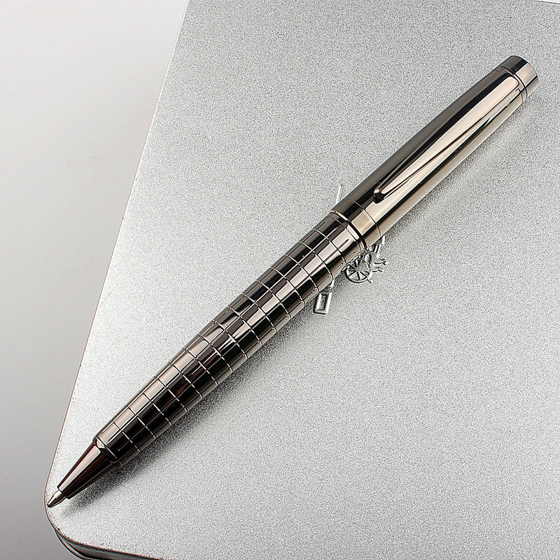 Prabangios kokybės 856 Modelis metalinis pilkas Verslo biuras Mokyklos raštinės reikmenys Medium Nib Tušinukas Naujas ritininis rašiklis