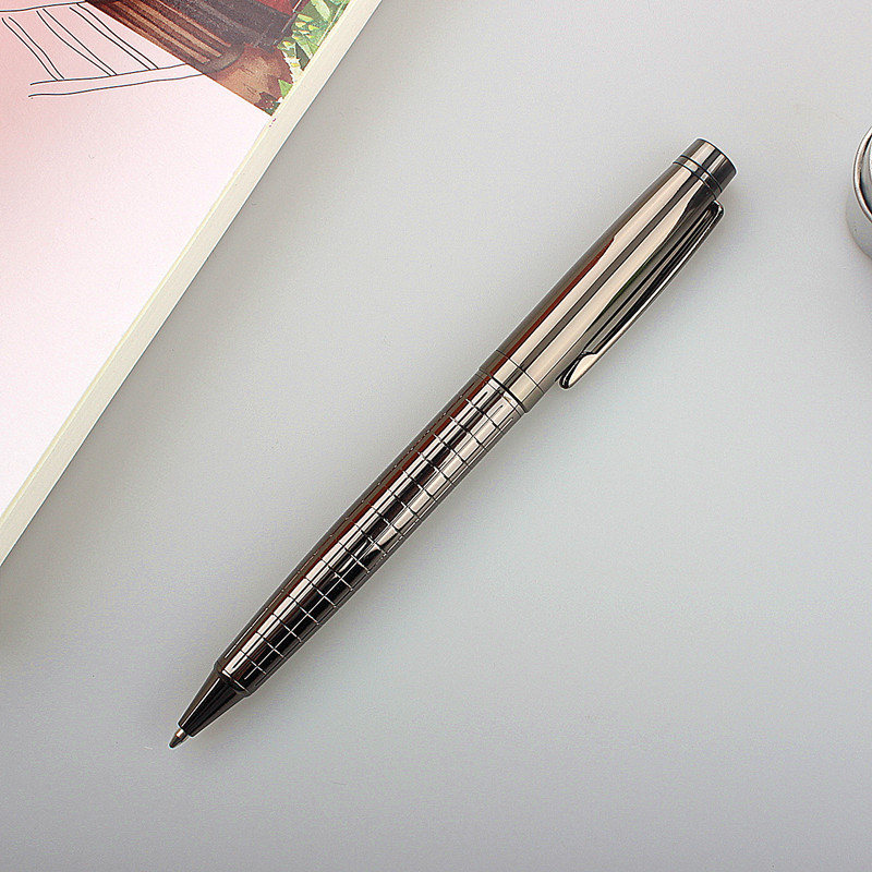 Prabangios kokybės 856 Modelis metalinis pilkas Verslo biuras Mokyklos raštinės reikmenys Medium Nib Tušinukas Naujas ritininis rašiklis