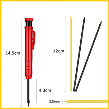 Дървообработващ механичен молив 0,28 мм плътен дърводелски молив 3 цвята, пълнител, строителен инструмент за маркиране за дърводелска арка