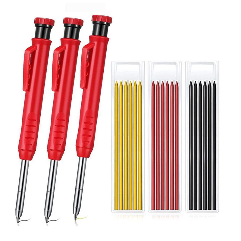 Medžio apdirbimo mechaninis pieštukas 0,28 mm tvirtas dailidės pieštukas, 3 spalvų užpildymo konstrukcijos žymėjimo įrankis, skirtas dailidės skraidyklės lankui