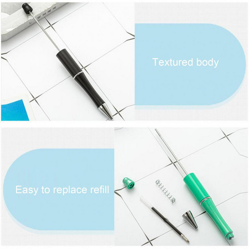 5 kom kemijske olovke 1,0 mm plastične glatke tinte s perlama, dječji pribor, roler, školski pribor