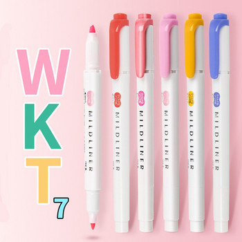 35 цвята Japan Zebra Mildliner Highlighter Markers Pens WKT7 Двустранен фин/удебелен връх Mild Liner Цветове Водоустойчиви акценти