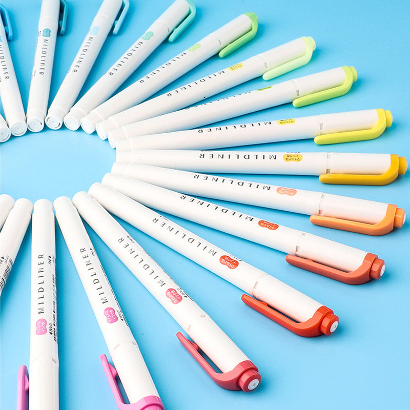 35 värvi Jaapani Zebra Mildliner Highlighter Markerpliiatsid WKT7 Kahepoolne peen/paks otsaga Kerge lainer Värvid Veekindlad Esiletõstetud