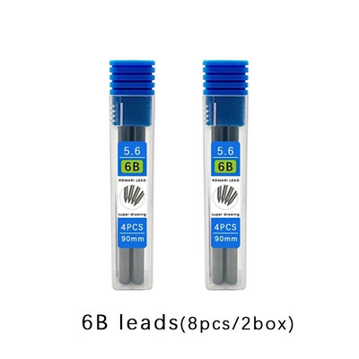 5,6 мм метален молив за рисуване с 2B 4B 6B 8B набор от поводи Професионален механичен молив за художествени скици Kawaii Канцеларски материали