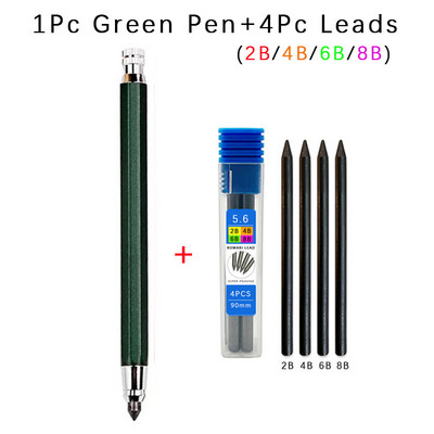 5,6 мм метален молив за рисуване с 2B 4B 6B 8B набор от поводи Професионален механичен молив за художествени скици Kawaii Канцеларски материали