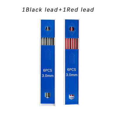 3,0 мм комплект моливи за рисуване с черни/червени поводи Метален механичен молив от неръждаема стомана Автоматични моливи за изработка на скици 2B