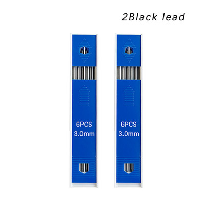 3,0 мм комплект моливи за рисуване с черни/червени поводи Метален механичен молив от неръждаема стомана Автоматични моливи за изработка на скици 2B