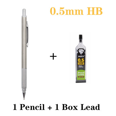 0,5/0,7/0,9/1,3/2,0 mm mehanička olovka od nehrđajućeg čelika visoke kvalitete HB crna olovka za pisanje i crtanje studente dizajna