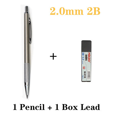 0,5/0,7/0,9/1,3/2,0 mm mehanička olovka od nehrđajućeg čelika visoke kvalitete HB crna olovka za pisanje i crtanje studente dizajna