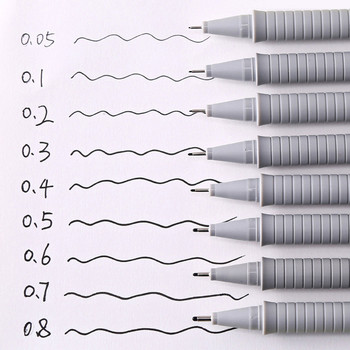 Най-новите 0,05/0,1/0,2/0,3/0,4/0,5/0,6/0,7/0,8 мм водоустойчива писалка с игла за рисуване Черно мастило Ученически канцеларски материали за рисуване Ученически пособия
