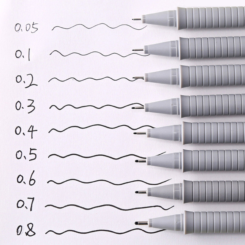 Νεότερο 0.05/0.1/0.2/0.3/0.4/0.5/0.6/0.7/0.8mm Αδιάβροχο στυλό βελόνας σχεδίασης Μαύρο μελάνι Μαθητικής γραφικής γραφής Σχολικά προμήθειες