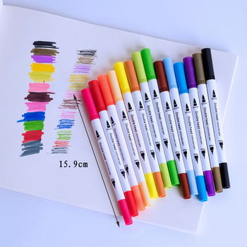 12 Colors Artist Coloring Marker Pens, Fine & Brush Dual Tip Pen Art Supplier for Manga Coloring Books Drawing Planner Scrapbook