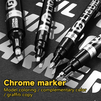 Creative Silver Ink 0.7/1.0/2.0/3.0mm Ηλεκτρομεταλλωμένος καθρέφτης Μαρκαδόροι χρώμιου Χειροποίητα Graffiti ψηλοτάκουνα παπούτσια DIY χρωματισμός