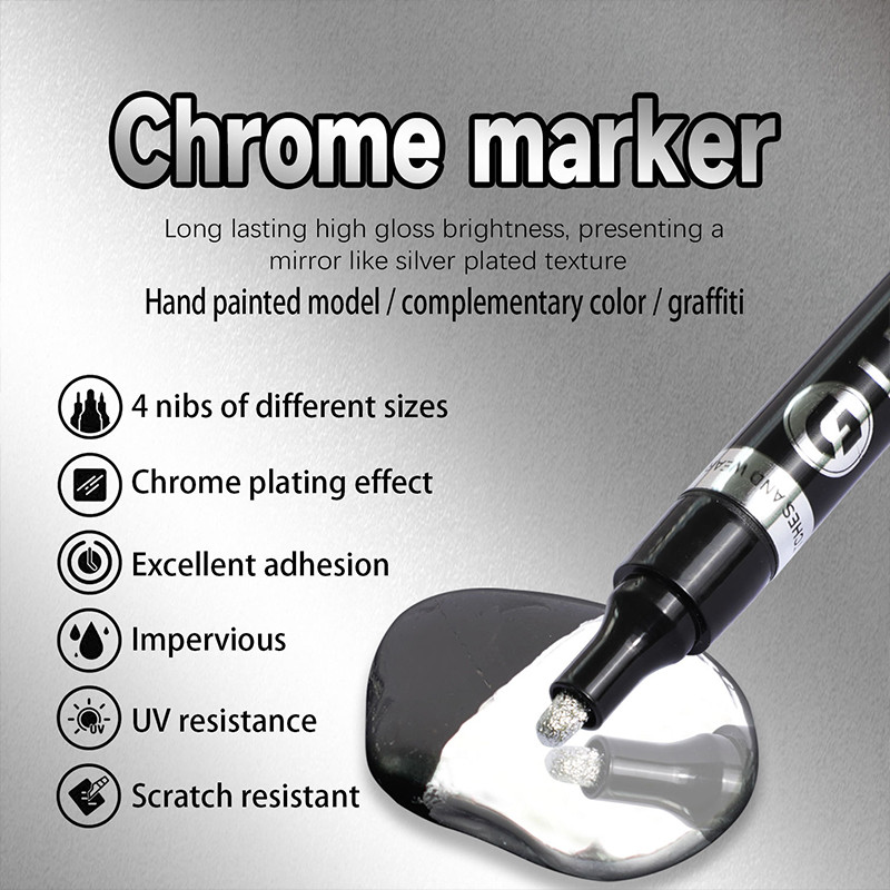 Kreativna srebrna tinta 0,7/1,0/2,0/3,0 mm galvanizirano ogledalo kromirane boje Markeri Ručno izrađene grafite Cipele na visoku petu DIY bojanje