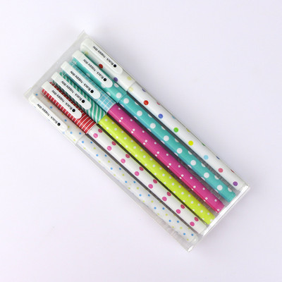 6 бр. Комплект черни химикалки с мастило 0,38 mm Химикалки със звездна звезда и цветя, канцеларски материали, офис ученически пособия F824