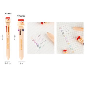 1 τεμ. Little Cute Multi Color Ballpoint Pen 0,5mm Roller Ball 6/10 Refills In 1 Spot Liner Marker Highlighter School F519