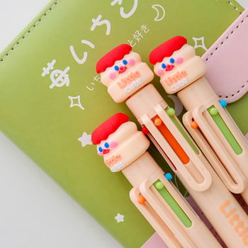 1 τεμ. Little Cute Multi Color Ballpoint Pen 0,5mm Roller Ball 6/10 Refills In 1 Spot Liner Marker Highlighter School F519