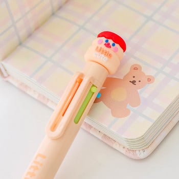 1 τεμ. Little Cute Multi Color Ballpoint Pen 0,5mm Roller Ball 6/10 Refills In 1 Spot Liner Marker Highlighter School F519