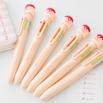 1 τεμ. Little Cute Multi Color Ballpoint Pen 0,5mm Roller Ball 6/10 Refills In 1 Spot Liner Marker Highlighter School F519