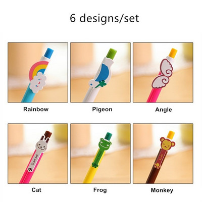 6 komada kemijskih olovaka s crtanim životinjama, plavom tintom za pisanje, duginim kutom, kemijskom olovkom, uredskim školskim priborom F207