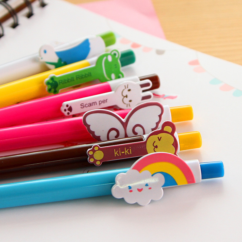 6 komada kemijskih olovaka s crtanim životinjama, plavom tintom za pisanje, duginim kutom, kemijskom olovkom, uredskim školskim priborom F207