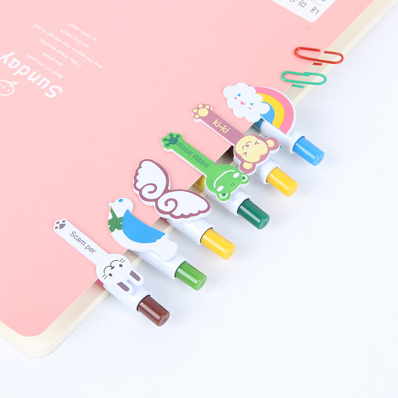 6 komada kemijskih olovaka s crtanim životinjama, plavom tintom za pisanje, duginim kutom, kemijskom olovkom, uredskim školskim priborom F207