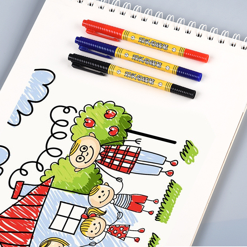 3 buc/set Marcare permanentă impermeabilă 0,5/1,0mm Cerneală cu uscare rapidă Artă Marker dublu Student Artă Schiță Graffiti Papetarie școlară